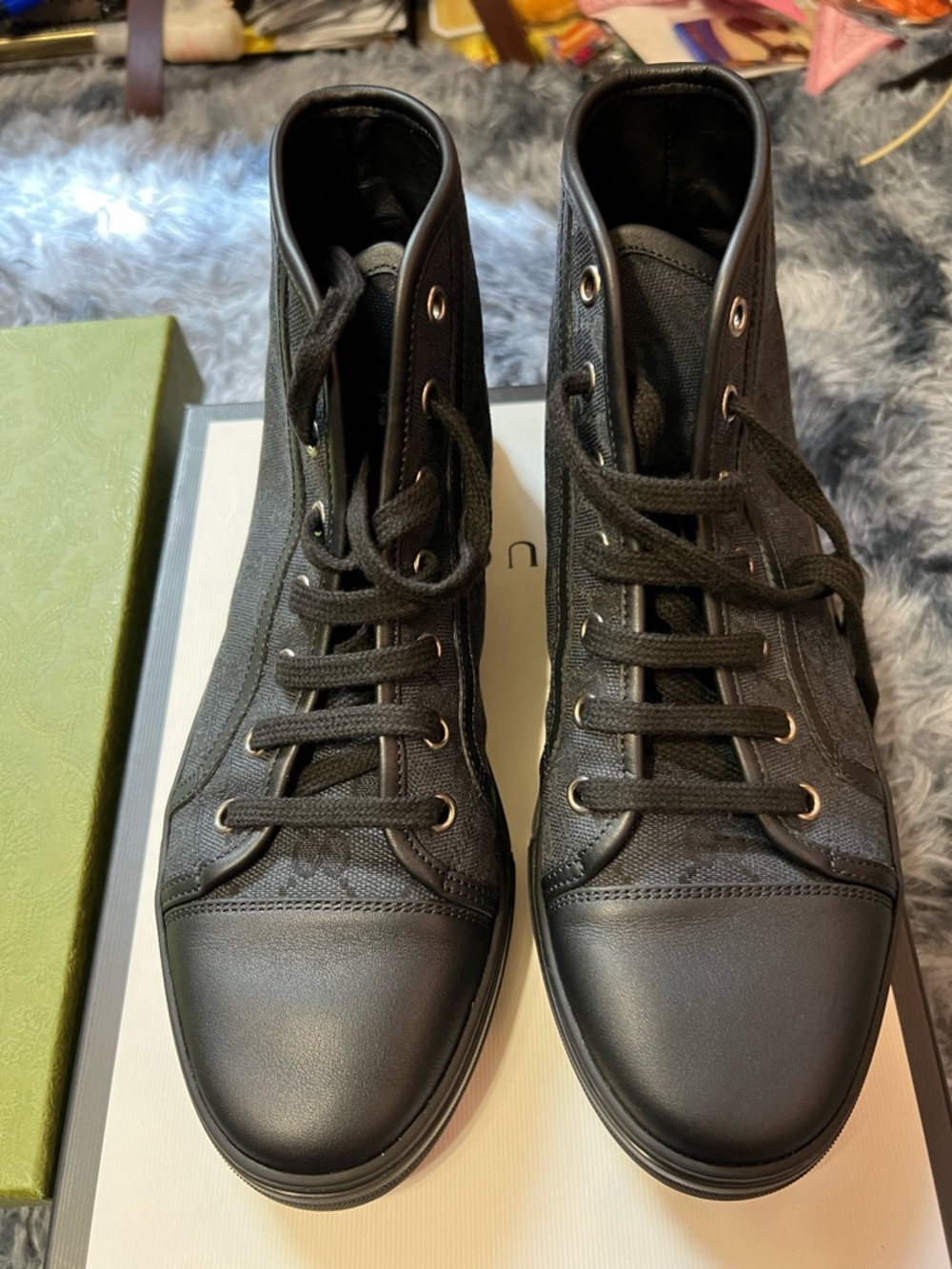 Gucci Black High-Top Lace-Up Sneakers